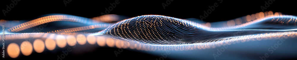 Poster abstract luminous waveform with interconnected points