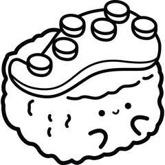 a vector of an octopus sushi in black and white coloring