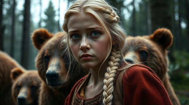  Goldilocks  and Three Bears in an Enchanting Mystic Forest