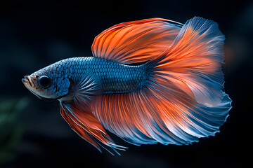 Fototapeta premium Magnificent Siamese Fighting Fish: Showcasing the radiant beauty of a Siamese fighting fish, with a stunning array of colors in its flowing fins.