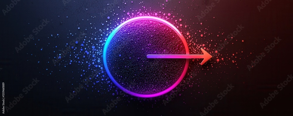 Aufkleber colorful circular gradient button with arrow on dark background