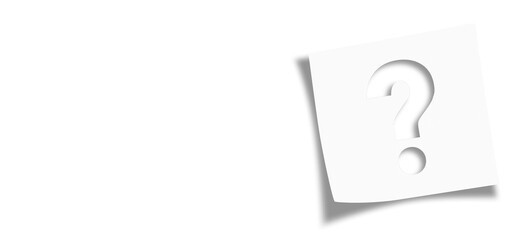	
Note paper with question mark on transparent or white background