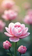 Naklejka premium Delicate pink & white blooms, soft bokeh Perfect sympathy gift , hope, orchid, texture