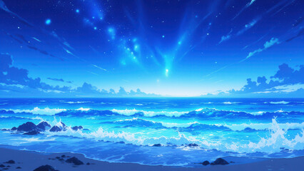 Fototapeta premium anime wallpaper illustration background, otherworldly concept.