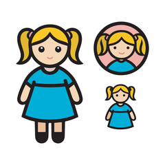 Cartoon illustration of a little girl with a doll and a boy smiling, showing love and friendship, in a family setting, with a playful and joyful vibe, perfect for a children's art piece