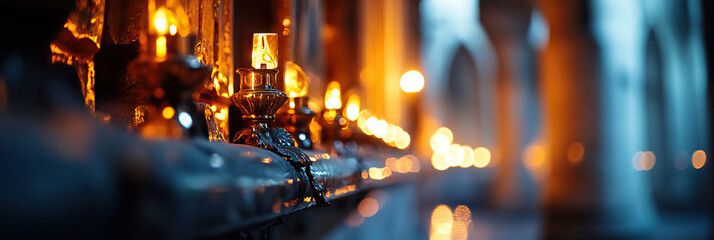 Illuminated Candle Holders in Interior Setting