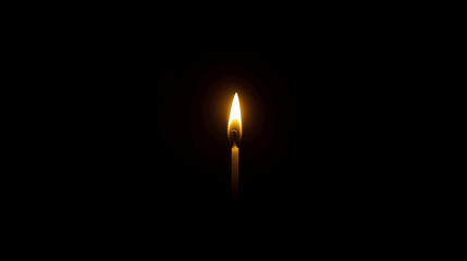 A single matchstick burns brightly in the dark.
