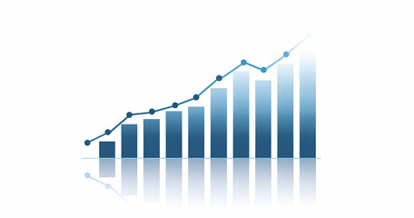  Wykres słupkowy wzrostu z linią trendu w g&oacute;rę w kolorze niebieskim 
