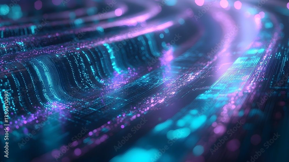 Poster an abstract representation of glowing digital information pathways
