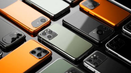 A heap of modern smartphones with edge-to-edge displays and varying bezel thicknesses, representing design evolution.