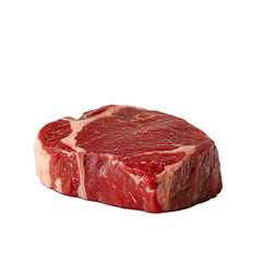 Obraz premium Raw sliced dry aged beef isolated on wight background. beef fillet, raw meat, beef cutlet, steakhouse beef, dry-aged meat, farm-fresh beef, beef for grilling, white background food, meat photography 