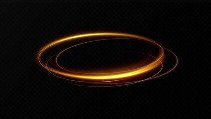 glowing neon light.Curve golden line light effect.
