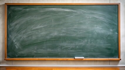 close-up of a blackboard in a classroom with visible traces of chalk
