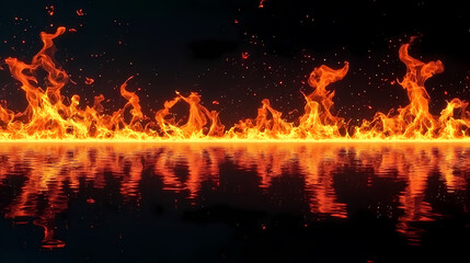 Flame Reflection on Water Surface