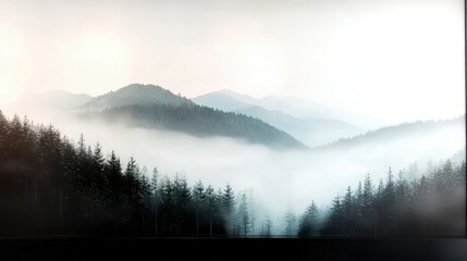 Serene Misty Mountains  Foggy Forest Landscape  Nature Photography