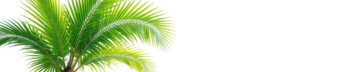 Obraz premium Single palm tree, lush green fronds against bright white , nature photography, royalty free, clipart