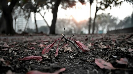 Fototapeta premium Autumnal Ground Fallen Leaves Branch Nature Photography