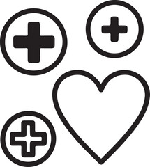 Fototapeta premium A red glossy plus button icon signifies medical aid