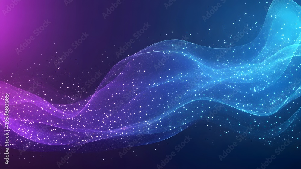 Poster a dynamic flowing abstract design with swirling colors and particles