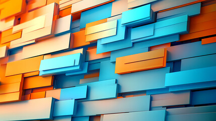 Abstract Blue and Orange Rectangles with 3D Effect