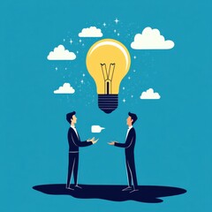 Business professionals exchanging ideas with a collaborative concept illustration