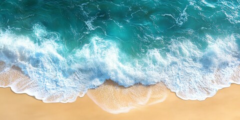 Ocean Waves Crashing on Sandy Beach: Serene Coastal Art