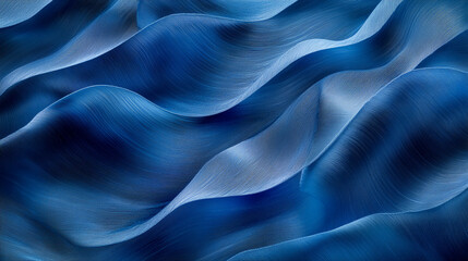 Fototapeta premium Abstract image of blue fabric texture, showing soft waves and fine lines, suggesting fluidity, serenity, and elegance, suitable for design backgrounds