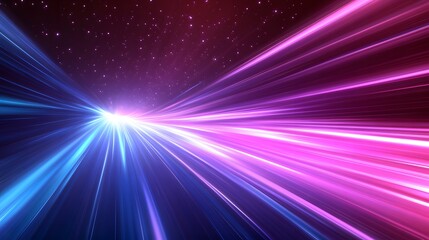 Abstract digital artwork featuring streaks of colored lights moving forward