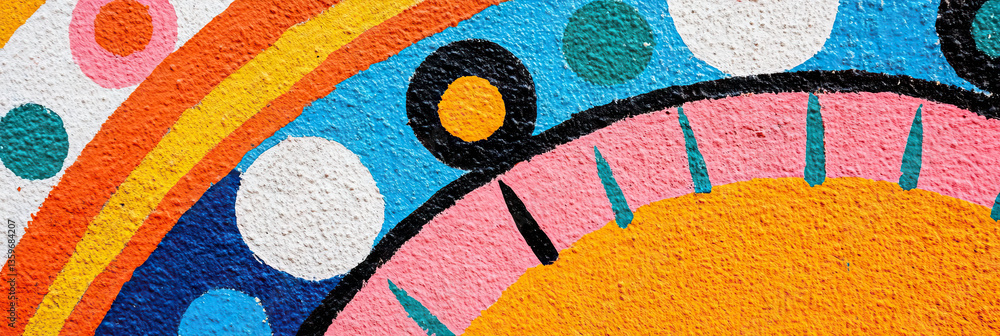 Poster abstract mural with circular and linear elements