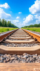Railroad Tracks Towards Horizon