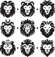 Obraz premium Lion head tattoo design with black and white floral elements, tribal style vector illustration of a powerful wild animal symbol