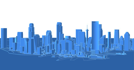 Fototapeta premium modern city panorama 3d illustration 
