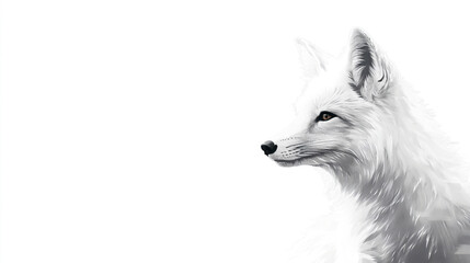 Obraz premium A realistic white fox with detailed fur, isolated against a white background