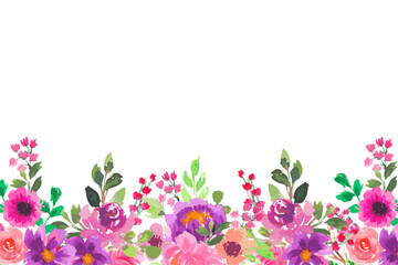 Watercolor flowers background vector for design.