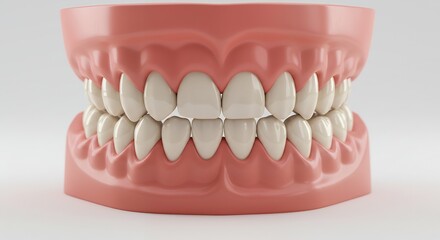 Obraz premium Detailed 3D Render of a Healthy Human Dentition Model Showing Perfect Teeth Alignment and Gum Health