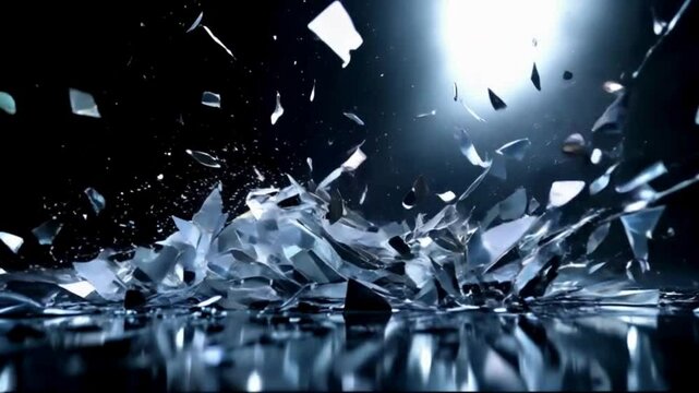  A shattered mirror effect where broken pieces move at high speed