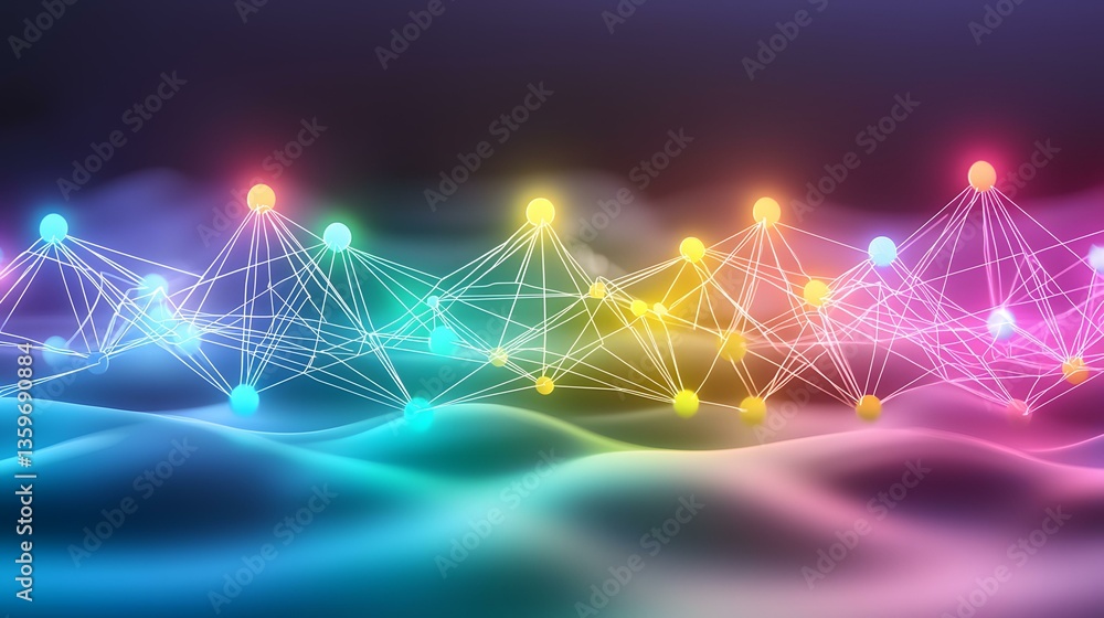 Aufkleber the image shows a network of interconnected glowing nodes, resembling a complex web or constellation