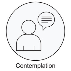 Contemplation Icon, The Art of Contemplation Finding Clarity in Thought, Deep Reflection Unlocking the Power of Contemplation, vector