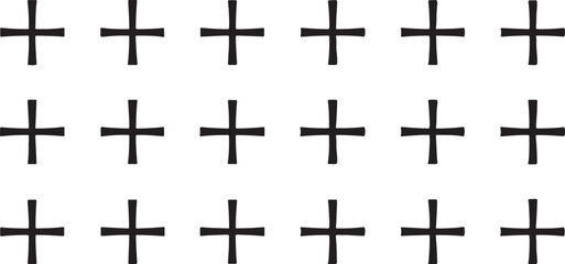 Isolated black silhouette of a religious cross symbol ,collectiona white background
