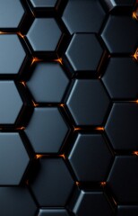 Abstract 3d black background wallpaper with glass transparent square plate shapes and crystal light 