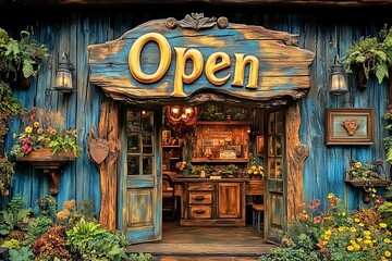 アンティーク調の看板
