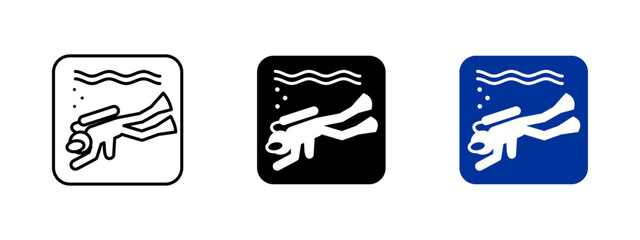 Diving icon. Underwater scuba vector illustration. Breathing equipment and marine exploration symbol. Adventure and recreation sign for ocean safety and deep-sea activities.