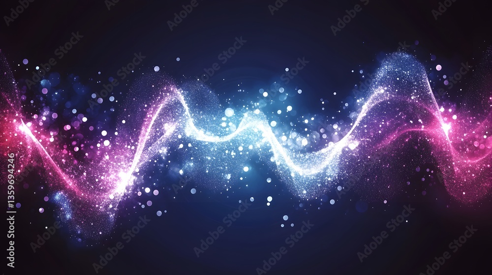 Aufkleber abstract graphic depicting a flowing wave composed of illuminated particles