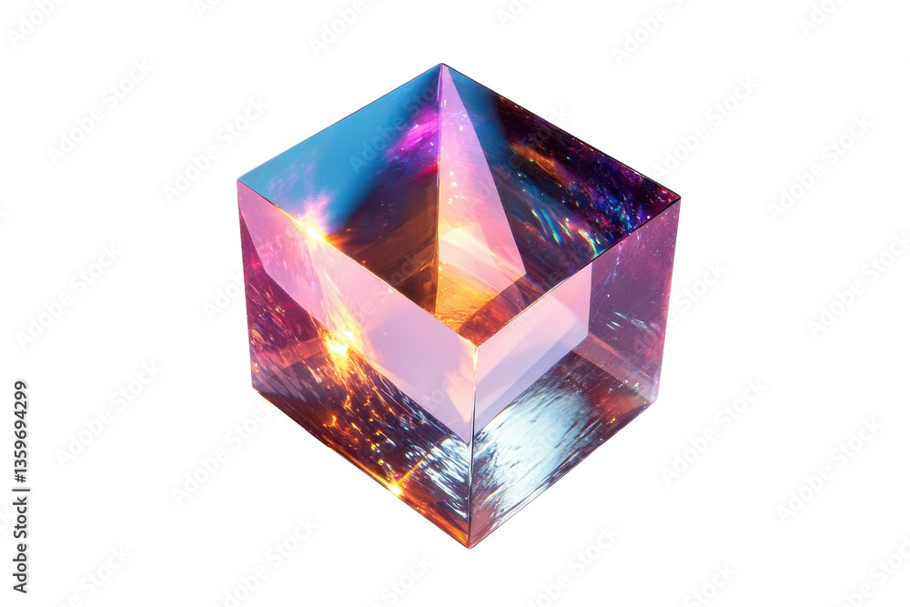 Wall mural radiant prism capturing ethereal starlight a mystical cube reflecting cosmic wonders illuminating ex