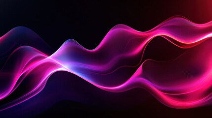 Vibrant abstract waves in shades of pink and purple create dynamic visual effect against dark background, evoking sense of movement and energy