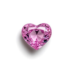Fototapeta premium Top view pink heart shaped diamond isolated on white background