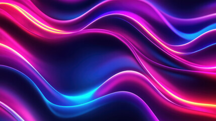 Fototapeta premium Vibrant waves of purple, pink, and blue create mesmerizing abstract background, evoking sense of fluidity and motion in digital space. smooth gradients enhance visual appeal