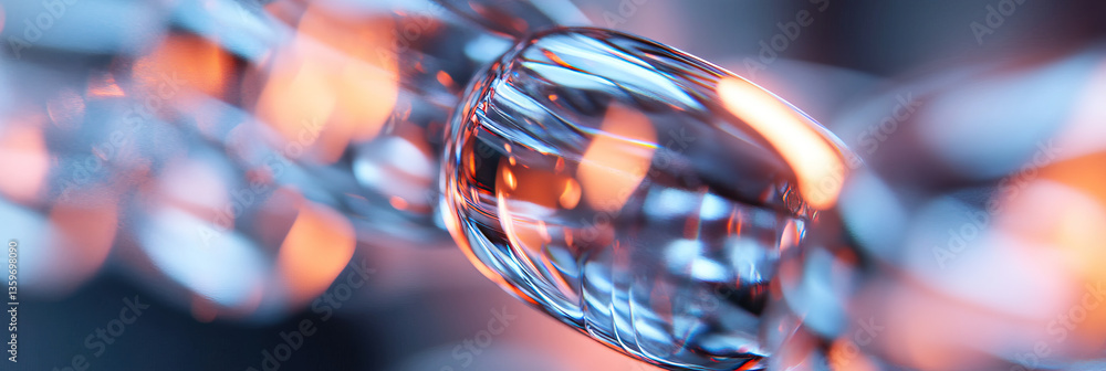Poster abstract image of translucent faceted objects with orange and blue lighting