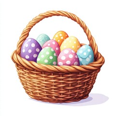 Vibrant Easter Basket with Polka Dot Eggs
