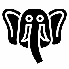 Simple elephant icon, black and white color, minimalist design, suitable for logo or symbol.